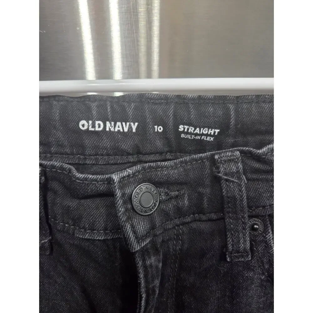 Black Straight Flex Jeans - Old Navy - 10